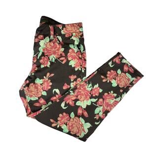 LIVERPOOL Womens 12 Brown Floral Skinny Jeans Stretch Mid Rise Cotton Blend